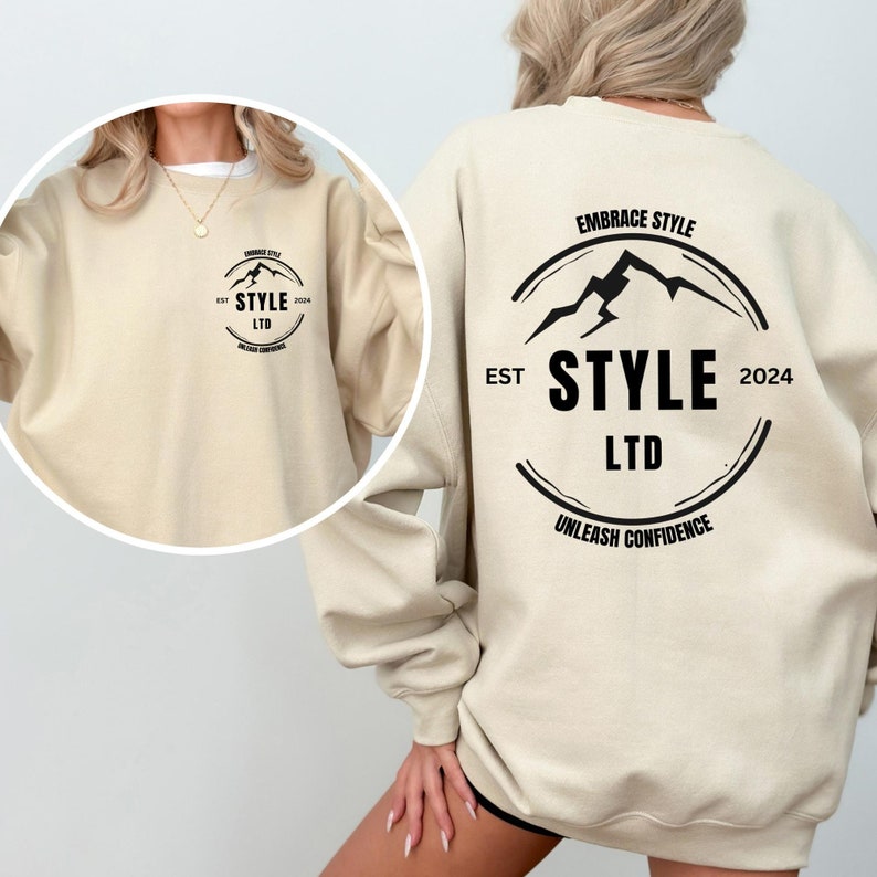 Custom Company Logo Matching Crewneck Sweatshirt, Customized Text Sweatshirt, Personalized Custom Sweatshirt, Business Gift Back and Front