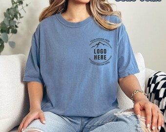 Custom Logo Design Comfort Color Embroidery Shirt, Company Embroidered Logo Merch, Team Shirt, Personalized Logo T Shirt, Text Here Graphic