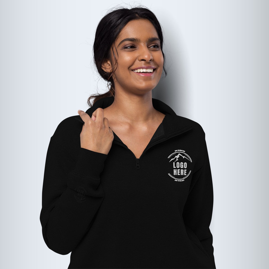 Custom Embroidered Logo Text Fleece, Embroidered Business Logo Unisex