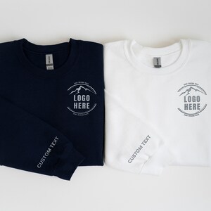 Custom Embroidered Logo Text Sweatshirt, Embroidered Business Logo Unisex Sweater, Monogram Company Name Crewneck, Logo Business Uniform Tee