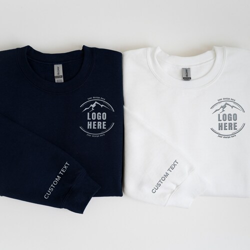 Custom Embroidered Logo Text Sweatshirt, Embroidered Business Logo Unisex Sweater, Monogram Company Name Crewneck, Logo Business Uniform Tee