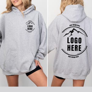 Custom Logo Design Hoodie, Company Logo Hooded Sweatshirt, Personalized Logo Pullover, Your Logo Here, Team Logo Text, Create Your Graphic image 9