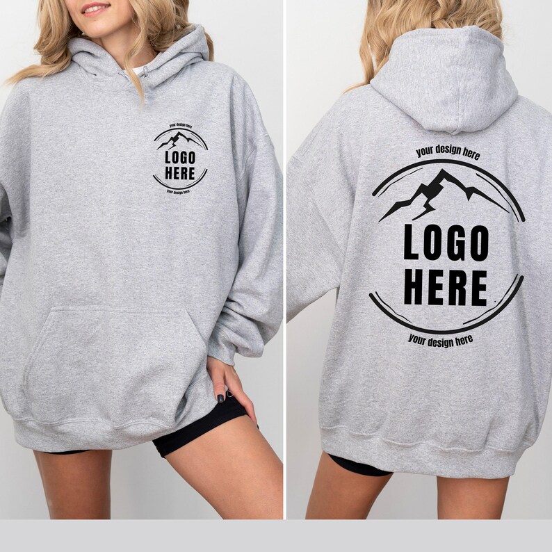 Custom Logo Design Hoodie, Company Logo Hooded Sweatshirt, Personalized Logo Pullover, Your Logo Here, Team Logo Text, Create Your Graphic image 9