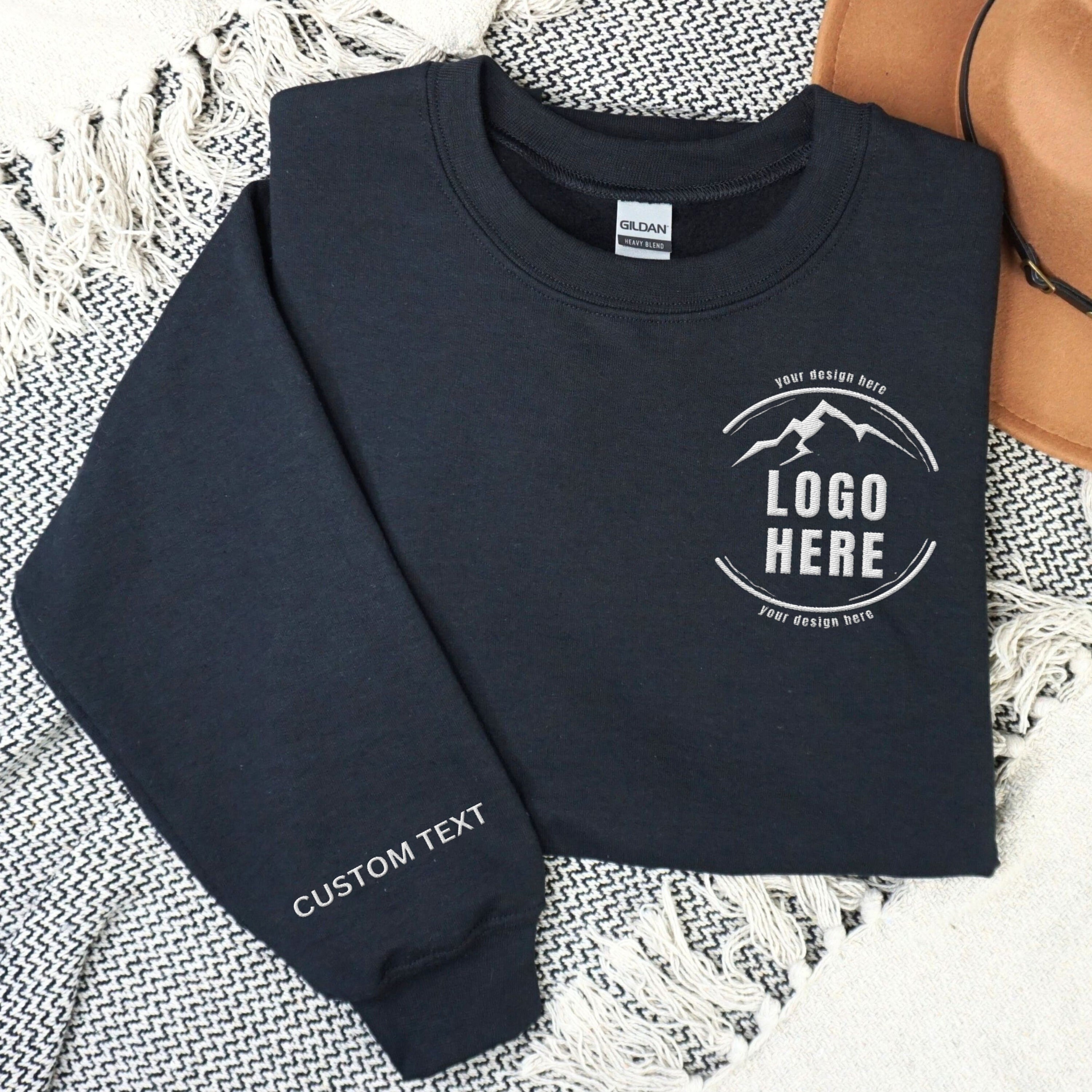 Custom Embroidered Logo Text Sweatshirt, Embroidered