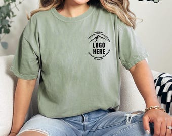 Custom Logo Design Comfort Color Embroidery Shirt, Company Embroidered Logo Merch, Team Shirt, Personalized Logo T Shirt, Text Here Graphic