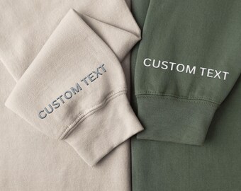 Custom Embroidered Logo Text Sweatshirt, Embroidered Business Logo Unisex Sweater, Monogram Company Name Crewneck, Logo Business Uniform Tee