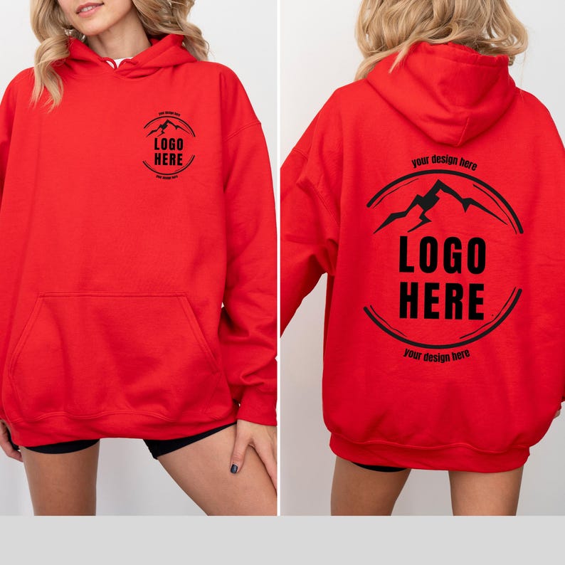 Custom Logo Design Hoodie, Company Logo Hooded Sweatshirt, Personalized Logo Pullover, Your Logo Here, Team Logo Text, Create Your Graphic image 8