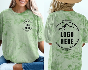 Tie Dye Shirt Benutzerdefiniertes Logo T-Shirt für Firmenuniformen, personalisiertes Branding, einzigartiges Business Logo Design Shirt, Ihr Text hier Geschenk