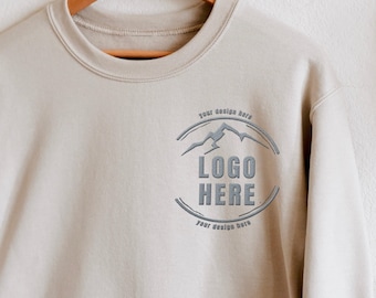 Custom Embroidered Logo Text Sweatshirt, Embroidered Business Logo Unisex Sweater, Monogram Company Name Crewneck, Logo Business Uniform Tee