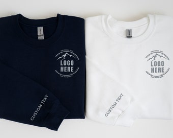Custom Embroidered Logo Text Sweatshirt, Embroidered Business Logo Unisex Sweater, Monogram Company Name Crewneck, Logo Business Uniform Tee