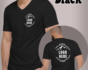 Projekt logo na zamówienie Dekolt w serek, Logo firmy, Logo zespołu, Spersonalizowana koszulka z logo, Twoje logo tutaj, Tekst tutaj, Stwórz swoje logo graficzne, Koszulka z dekoltem w serek