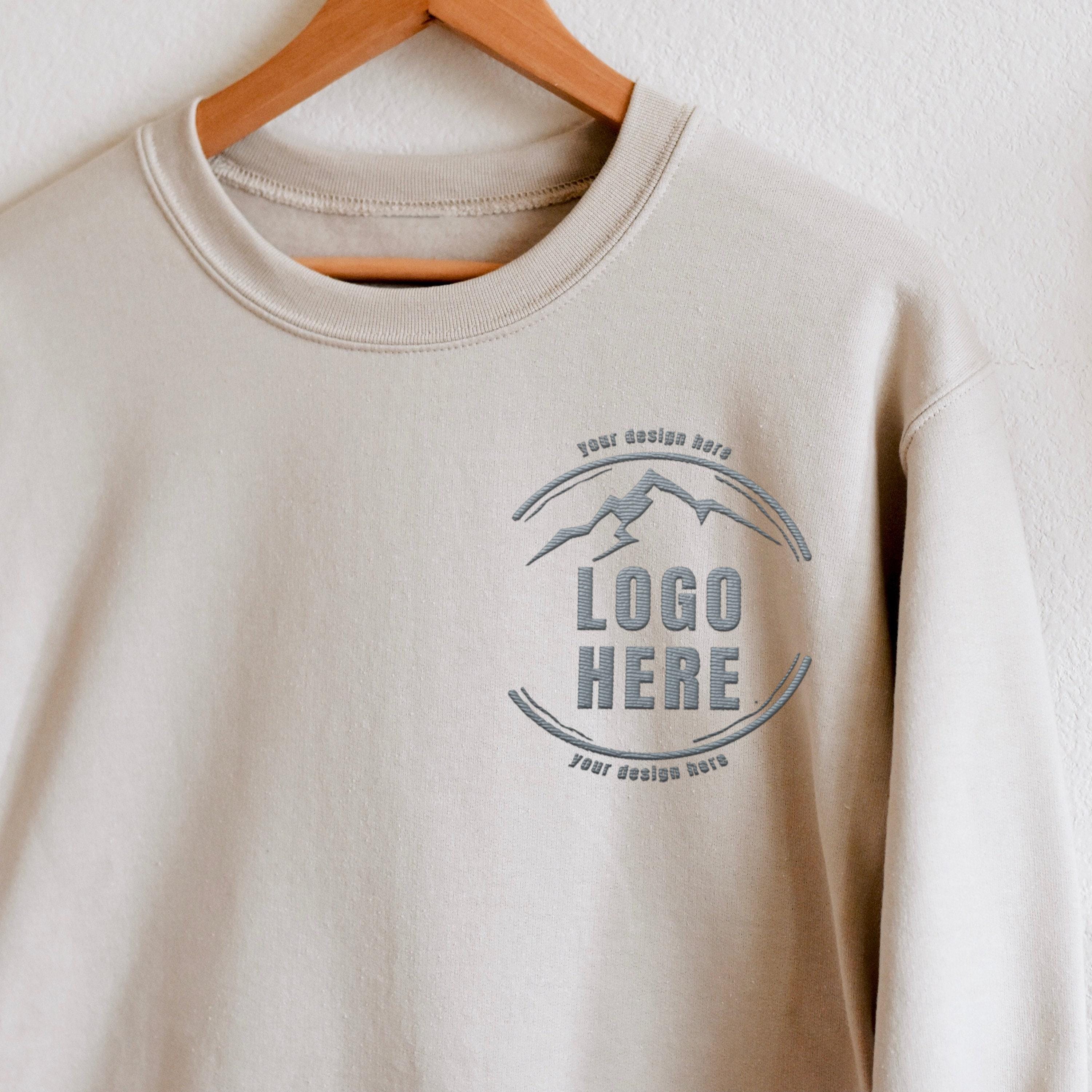Custom Embroidered Logo Text Sweatshirt, Embroidered