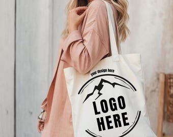 Personalized Tote Bag Your Logo Here, Business Logo Custom Beach Canvas Bag, Company Brand Name Team Merchandize, Overnight Travel Bag Gifts