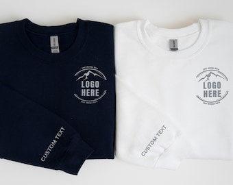 Custom Embroidered Logo Text Sweatshirt, Embroidered Business Logo Unisex Sweater, Monogram Company Name Crewneck, Logo Business Uniform Tee