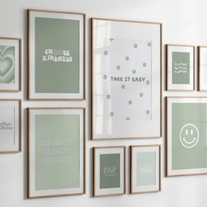 Trendy Green Wall Art Set of 18 Prints | Minimalist Wall Decor Bundle | Printable Wall Art | Apartment Room Art | DIGITAL DOWNLOAD