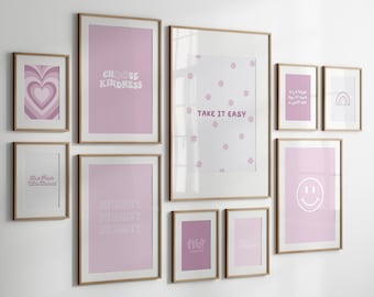 Trendy Pink Wall Art Set of 18 Prints | Minimalist Wall Decor Bundle | Printable Wall Art | Apartment Room Art | DIGITAL DOWNLOAD