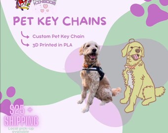 Custom 3D Printed Pet Portrait Keychain - PLA Pet Memorial