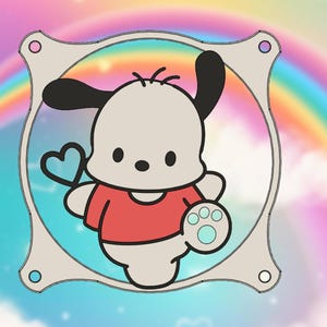 Kawaii Dog PC Fan Shroud: Anime Pastel Gaming Decor