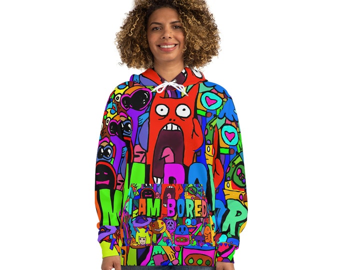 Featured listing image: I AM BORED Doodle AOP Fashion Hoodie | SoftWearEngineers