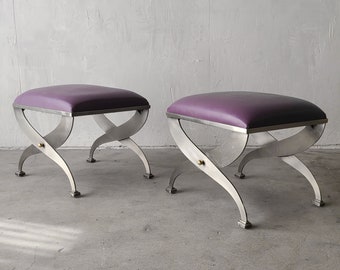 Post-Modern Solid Steel X Base Stools