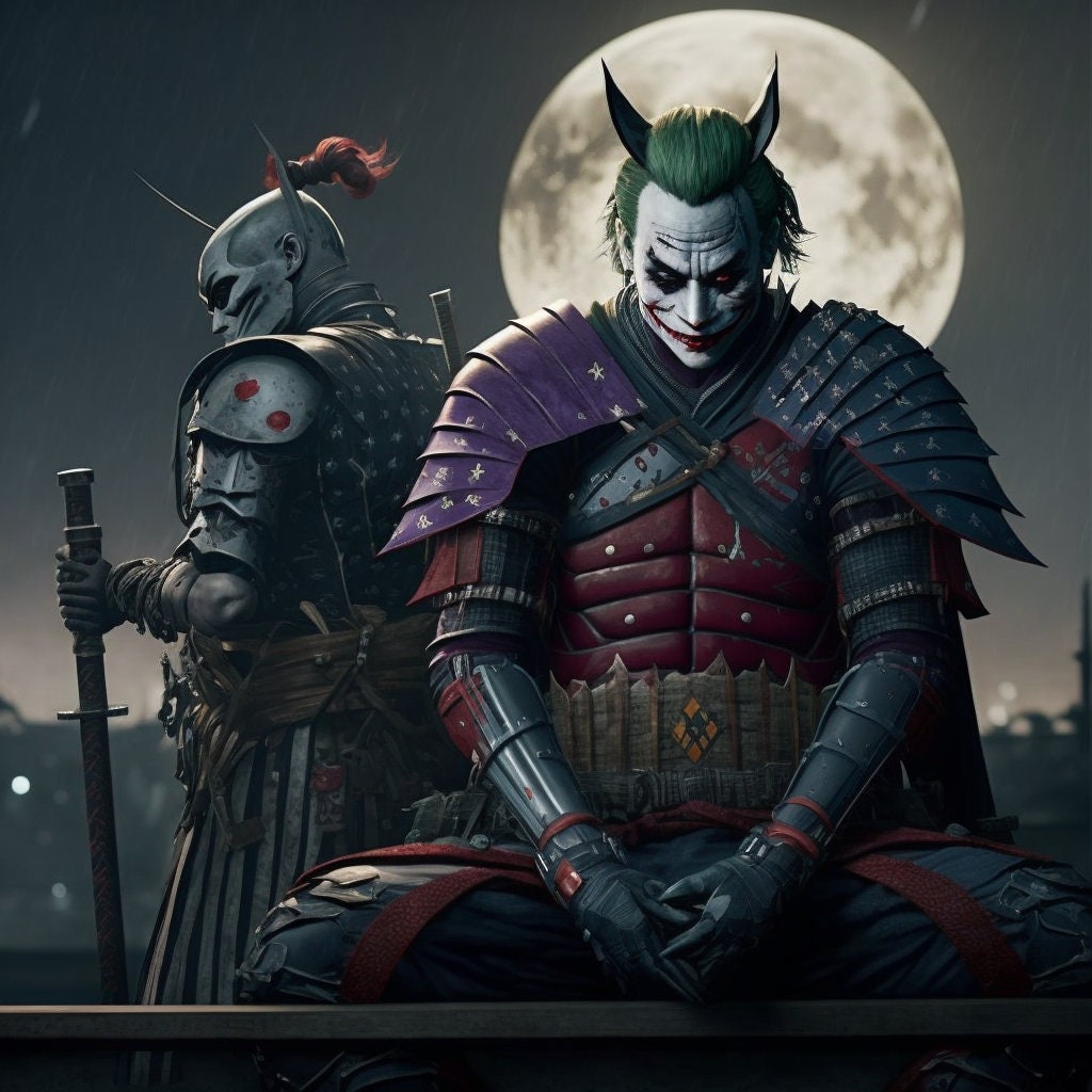 The Joker Samurai Armor With Armed Guard Samurai Joker With - Etsy