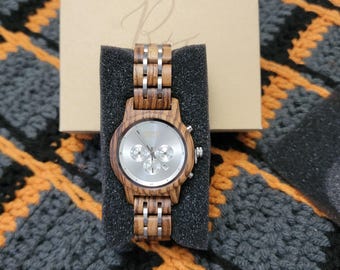 Wooden Strap Unisex Watch, Engraved Back