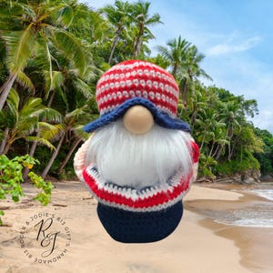 Crochet Gnome Crochet Gonk, Crochet Decor, Shelf Sitter, Rustic Home Decor, Crochet Home Items, Gnomes, Gonks, Ladybug Gnome, USA Gnome