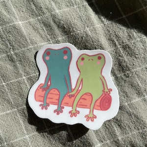 Water proof sticker -Two love frogs on a log