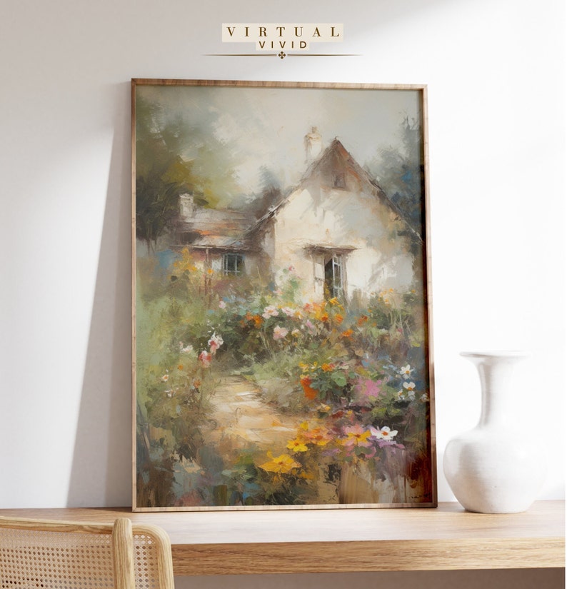 Cottage House Wall Print PRINTABLE Oil Painting for Home Etsy