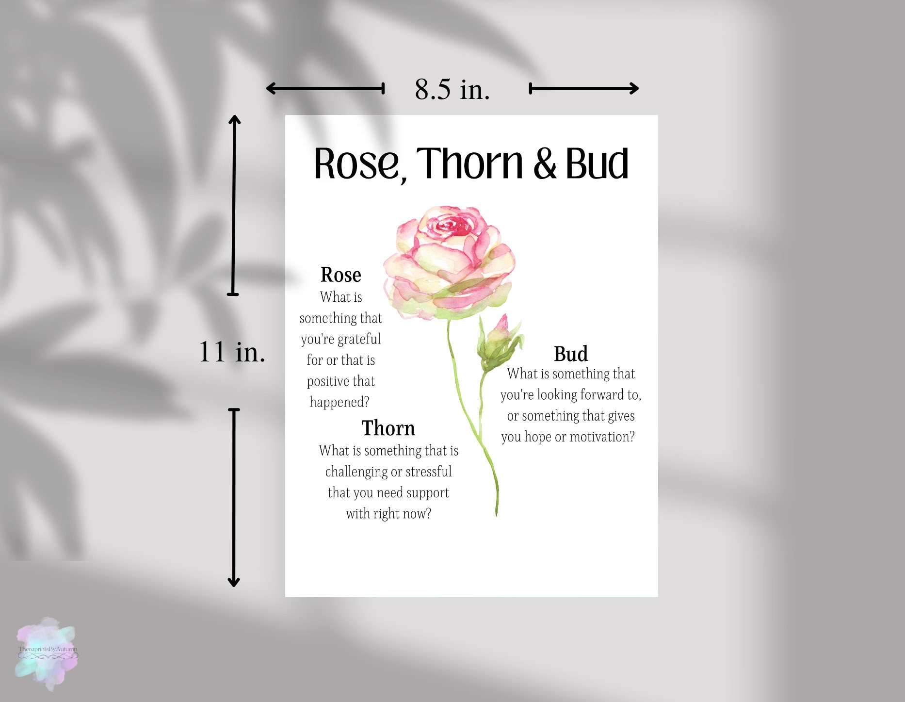 2 Styles of Rose, Bud and Thorn Check in Resource With Handouts, Great