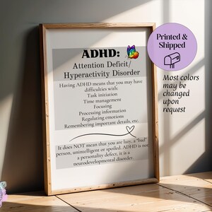 ADHD Overview Print: Rainbow Butterfly Art for Counselor, Social Worker