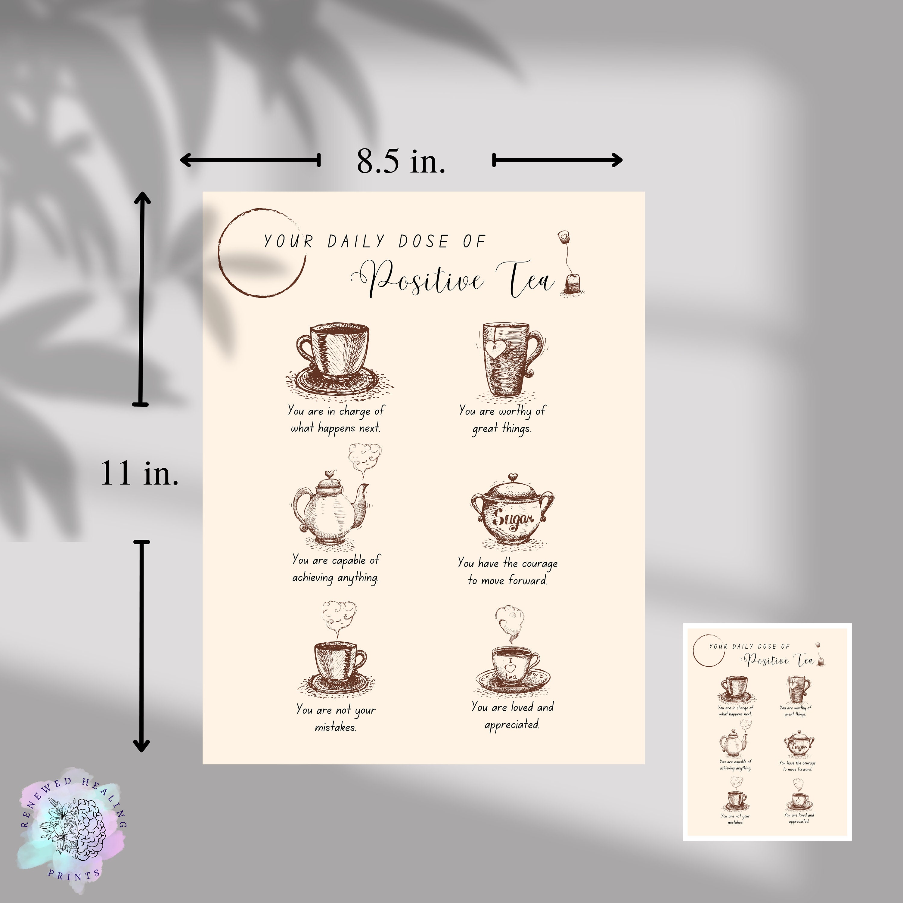 Simple Positivity Affirmation Tea Theme for Social Workers, Counseling ...