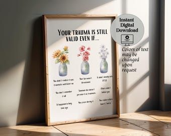 Kantoorinrichting Trauma Informed Therapy: bloemenaffirmaties (digitale print)