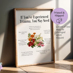 Trauma Recovery Floral Print: PTSD, Counselor Office Wall Art (Printed & Shipped)