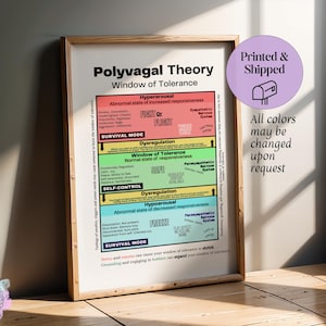 Polyvagal Theory: Window of Tolerance, Trauma, Distress Diagram Graphic | Social Work, Occupational Therapy, Office Decor| Printed & Shipped