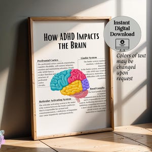 How ADHD Impacts the Brain | Attention-Deficit/Hyperactivity Disorder | Office Decor, Occupational Therapy | Digital Print