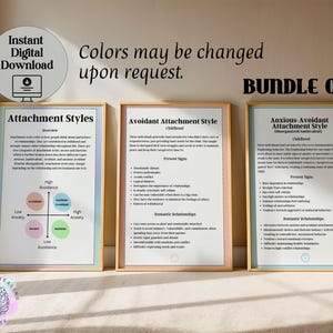 Attachment Styles Handout Bundle: Therapy Resource, Therapist Gift (Digital Print)