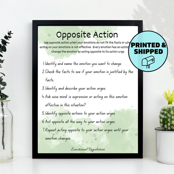 DBT: Opposite Action | Dialectical Behavior Therapy, Emotional Regulation |Social Work, Occupational Therapy, Office | Printed & Shipped