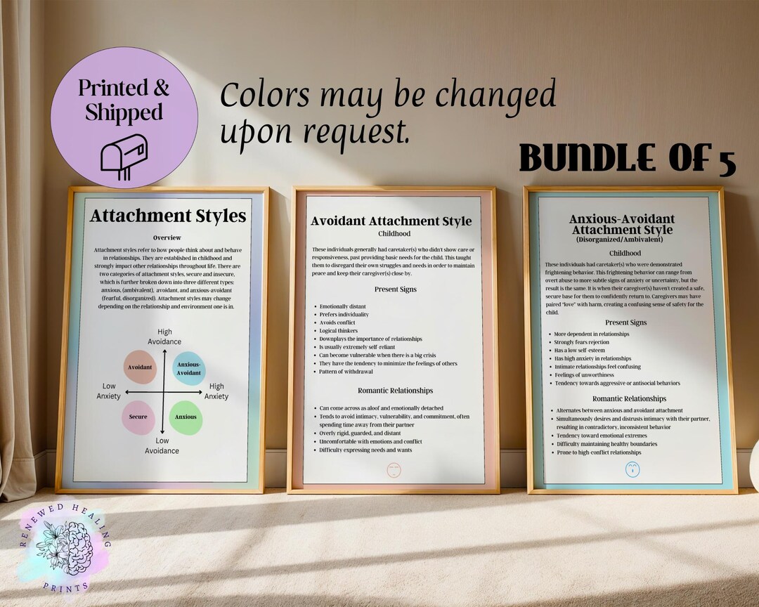 Five Attachment Styles Handout | Bundle of 6 |therapy Resource, Gift ...