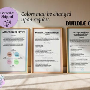 Five Attachment Styles Handout | Bundle of 6 |Therapy Resource, Gift for Therapist, Office Resource, Therapeutic Handout | Printed & Shipped