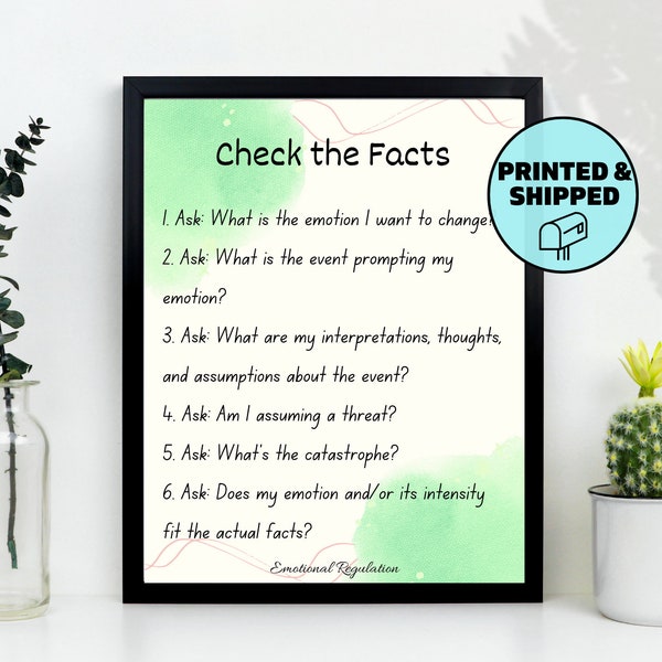 DBT: Check the Facts | Dialectical Behavior Therapy, Emotional Regulation |Social Work, Occupational Therapy, Office | Printed & Shipped