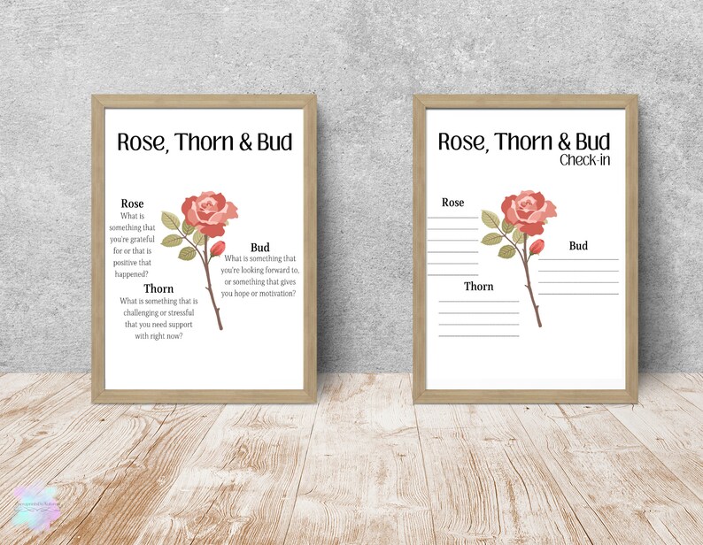 2 Styles of Rose, Bud and Thorn Check in Resource With Handouts, Great