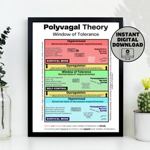 Polyvagal Theory: Window of Tolerance, Trauma, Distress Diagram Graphic | Social Work, Occupational Therapy, Office Decor | Digital Print