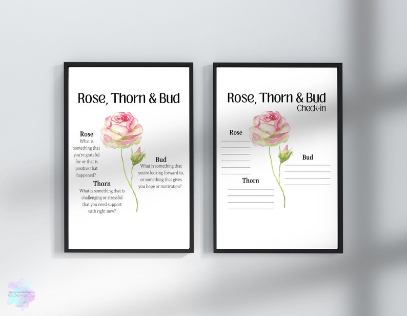 2 Styles of Rose, Bud and Thorn Check in Resource With Handouts, Great