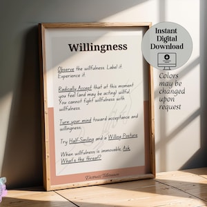 DBT Willingness Print: Distress Tolerance Therapy Office Decor (Digital Download)