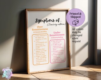 Sensory Sensitivity Symptoms Print: ADHD, Autism, Occupational Therapy