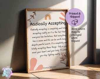 Radically Accepting Print: Boho DBT Therapy Art, Mindfulness Decor