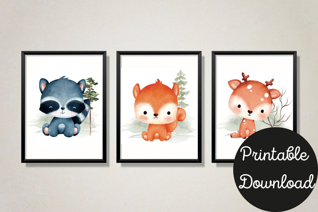 Baby Animal Woodland Animals Printables Nursery Wall Art Decor Set of 6 ...