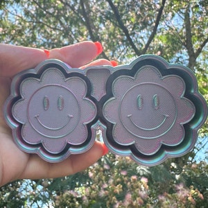 Moule Freshie, fleur avec moule à clip d'aération smiley, fournitures Freshie, smiley, moule en silicone