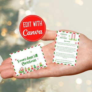 Mini cartas de elfo imprimibles, certificado de lista de buenos deseos, carta de saludo y despedida, mini tarjetas de notas de elfo, plantilla editable